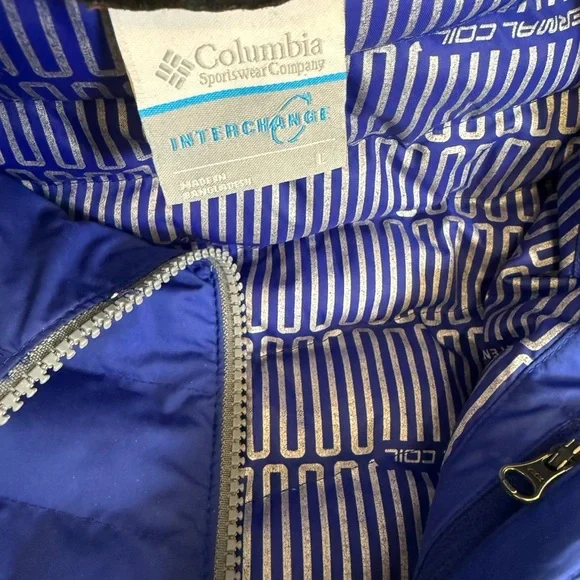 Columbia Puffer Jacket Large Blue Full Zip Coat Pockets Thermal Coil Women’s - Picture 11 of 14